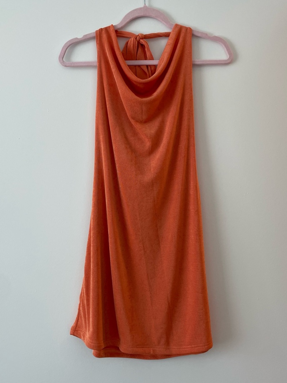 Cowl Neck Dress in Coral Orange